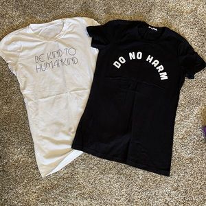 The Bee & the Fox set of 2 tees. Size medium